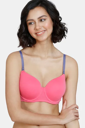 Buy Zivame Beautiful Basics Padded Wired 3/4th Coverage T-Shirt Bra - Pink  Lemonade at Rs.405 online