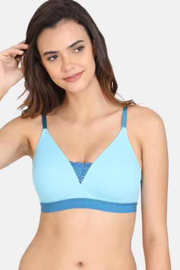 Buy Zivame Beautiful Basics Padded Non-Wired 3/4Th Coverage T-Shirt Bra - Crystal Seas