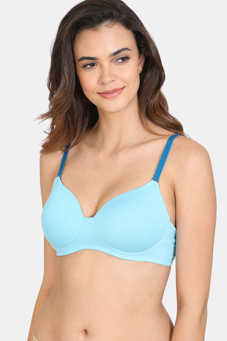 Buy Zivame Beautiful Basics Padded Non Wired 3/4th Coverage T-Shirt Bra -  Crystal Seas at Rs.400 online