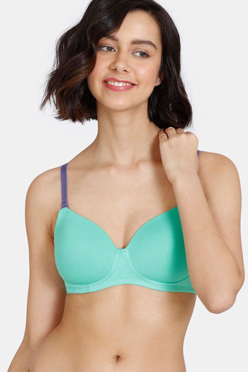Buy Zivame Beautiful Basics Padded Non Wired 3/4th Coverage T-Shirt Bra -  Raspberry Radiance at Rs.549 online