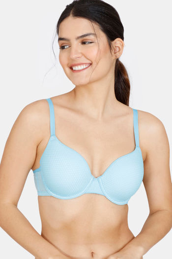 Buy Zivame Embossed Mesh Padded Wired 3/4th Coverage T-Shirt Bra - Crystal  Seas at Rs.400 online