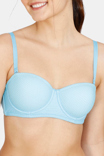 Buy Zivame Embossed Mesh Padded Wired 3/4th Coverage Strapless Bra