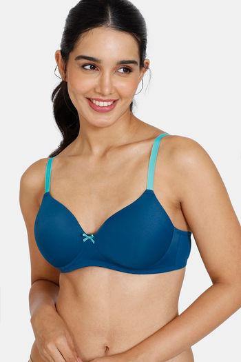 Buy Zivame Mid Fashion Padded Non-Wired 3/4Th Coverage T-Shirt Bra - Gilbratar Sea