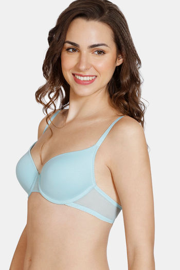 Buy Zivame Beautiful Basics Padded Wired Medium Coverage T-Shirt Bra -  Clearwater at Rs.521 online