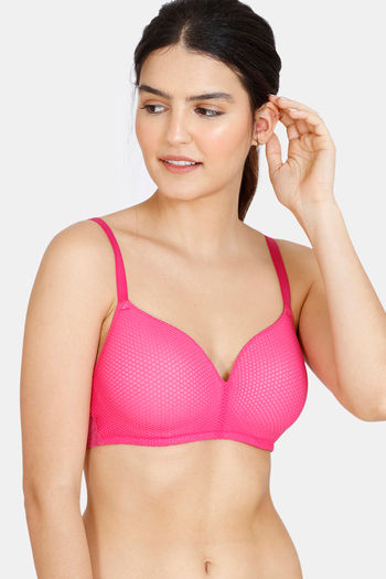 Buy Zivame Embossed Mesh Padded Non Wired 3/4th Coverage T-Shirt Bra -  Fuchsia Purple at Rs.475 online