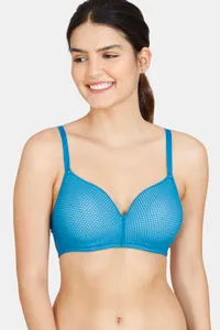 Buy Zivame Embossed Mesh Padded Non Wired 3/4th Covarage T-Shirt Bra - Seaport