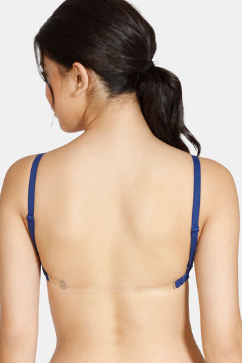 Buy Zivame Beautiful Basics Double Layered Non Wired 3/4th Coverage Backless Bra - Blue Depth