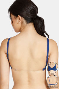 Buy Zivame Beautiful Basics Double Layered Non Wired 3/4th Coverage  Backless Bra - Blue Depth at Rs.221 online