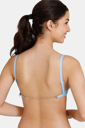 Buy Zivame Beautiful Basics Double Layered Non Wired 3/4th Coverage  Backless Bra With Boyshort Panty - Blue Depth at Rs.848 online