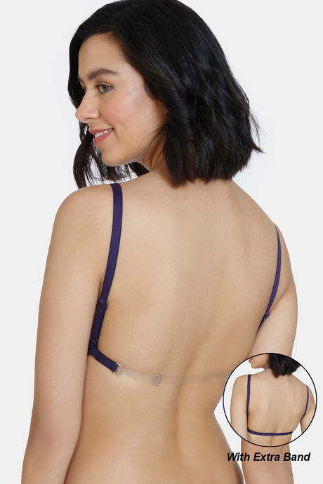 Buy Zivame Beautiful Basics Double Layered Non Wired 3/4th Coverage  Backless Bra With Boyshort Panty - Blue Depth at Rs.848 online