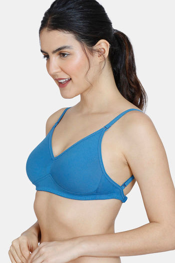 Zivame Beautiful Basics Double Layered Non Wired 3/4th Coverage Backless  Bra - Vallarta Blue