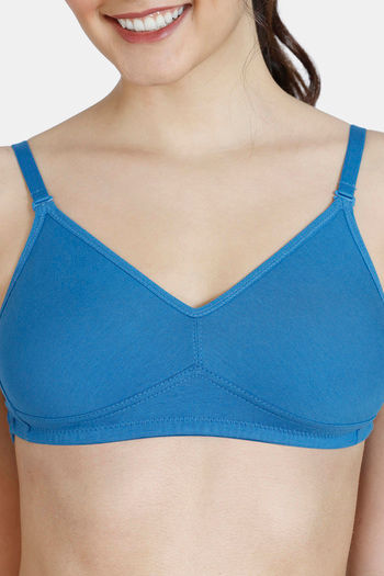 Zivame Beautiful Basics Double Layered Non Wired 3/4th Coverage Backless  Bra - Vallarta Blue