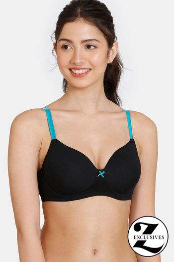 Buy Zivame Beautiful Basics Padded Non Wired 3/4th Coverage T-Shirt Bra - Anthracite
