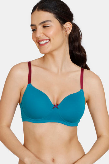 Buy Zivame Beautiful Basics Double Layered Non Wired 3/4th Coverage T-Shirt  Bra - Muskmelon at Rs.323 online, Bra online