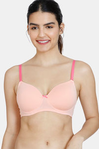 Buy Zivame Beautiful Basics Padded Non-Wired 3/4Th Coverage T-shirt Bra - Peach Pearl