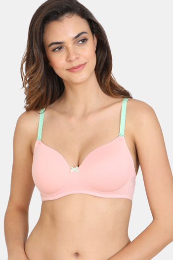 Buy Zivame Desert Rose Padded Non Wired 3-4Th Coverage Lace Bra