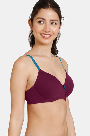 Buy Zivame Wonderwire Padded Non Wired 3/4th Coverage T-Shirt Bra