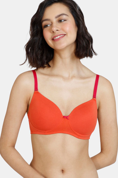Buy Zivame Beautiful Basics Padded Non Wired 3/4th Coverage T-shirt Bra - Summer  Fig at Rs.460 online