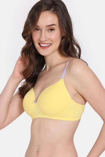 Buy Zivame Beautiful Basics Padded Non Wired 3/4th Coverage T-Shirt Bra -  Sunshine at Rs.799 online