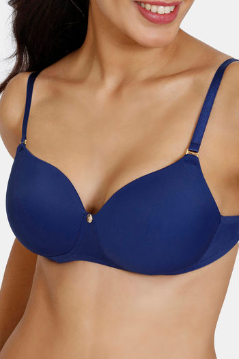 Buy Zivame Beautiful Basics Double Layered Non Wired Full Coverage Backless  Bra - Blue Depth at Rs.318 online