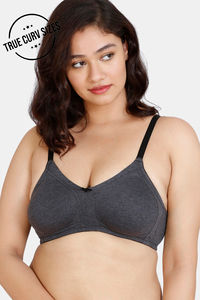 Buy Zivame Mid Fashion Double Layered Non-Wired Full Coverage T-Shirt Bra - Anthracite