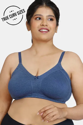 Buy Zivame True Curv Beautiful Basics Double Layered Non Wired Full  Coverage Super Support Bra - Blue Depth at Rs.360 online