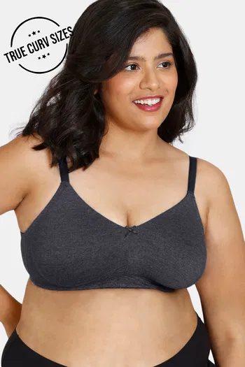 Buy Zivame True Curv Beautiful Basics Double Layered Non Wired 3/4th Coverage Super Support Bra - Anthracite
