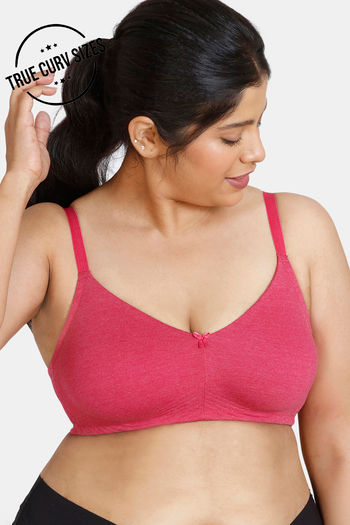 Buy Zivame True Curv Beautiful Basics Double Layered Non Wired 3/4Th Coverage Super Support Bra - Cerise
