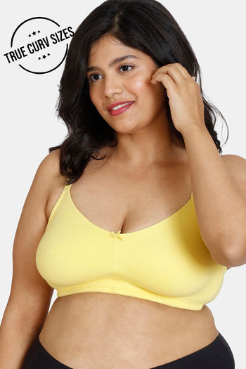 Buy Zivame True Curv Beautiful Basics Double Layered Non Wired 3/4th Coverage Super Support Bra - Maize