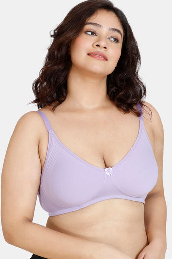 Zivame Beautiful Basics Double Layered Non Wired 3/4th Coverage T-Shirt Bra  - Violet Tulip