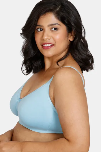 Buy Zivame True Curv Beautiful Basics Single Layered Non Wired Full  Coverage Super Support Bra - Alaskan Blue at Rs.400 online