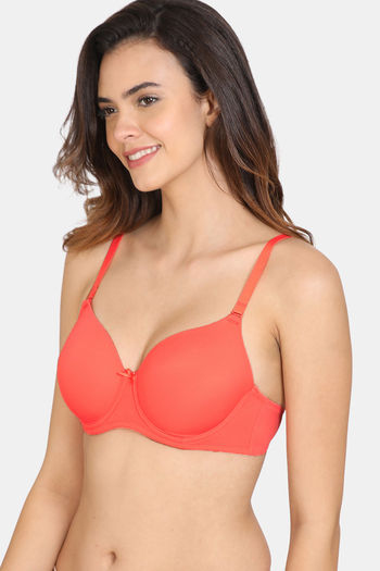 Buy Zivame Beautiful Basics Padded Wired 3/4th Coverage T-Shirt Bra - Coral  Quartz at Rs.400 online