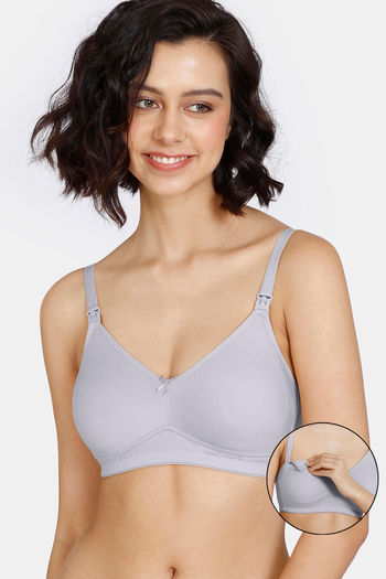 Buy Zivame Maternity Double Layered Non Wired 3/4th Coverage Maternity / Nursing  Bra - Grey Melange at Rs.420 online