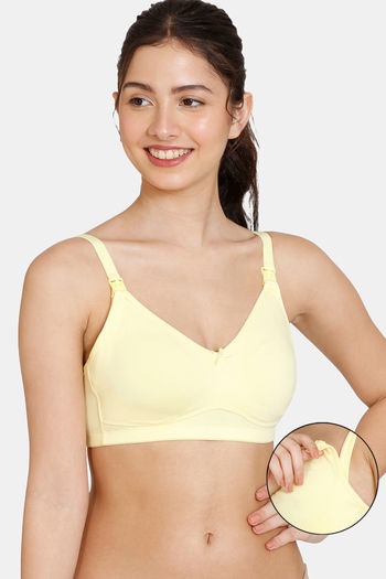Buy Zivame Maternity Double Layered Non Wired 3/4th Coverage Maternity / Nursing Bra - Mellow Yellow