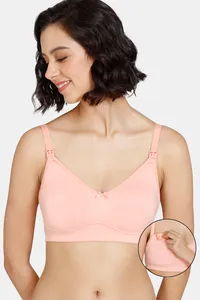 Buy Zivame Maternity Double Layered Non Wired 3/4th Coverage Maternity / Nursing Bra - Peach Pearl