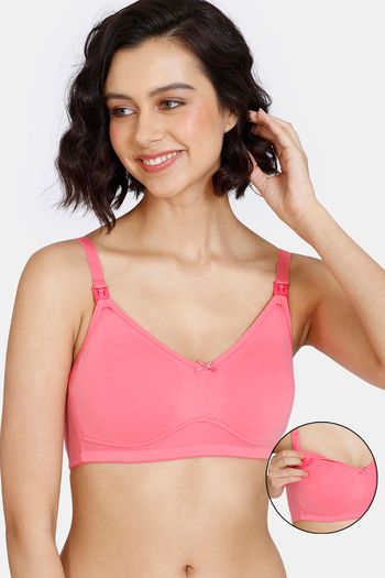 Buy Zivame Maternity Double Layered Non Wired 3/4th Coverage Maternity / Nursing Bra - Pink Lemonade