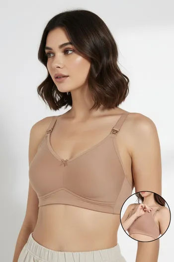Buy Zivame Maternity Double Layered Non Wired 3/4th Coverage Nursing Bra - Roebuck