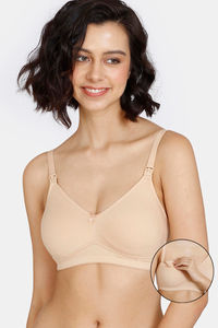 Buy Zivame Maternity Double Layered Non Wired 3/4th Coverage Maternity/ Nursing Bra - Toasted Almond