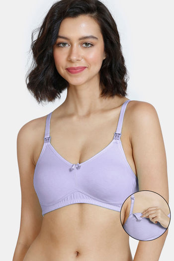 Buy Zivame Maternity Double Layered Non Wired 3/4th Coverage Maternity/ Nursing Bra - Violet Tulip