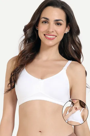 Buy Zivame Maternity Double Layered Non Wired 3/4th Coverage Maternity / Nursing Bra - White