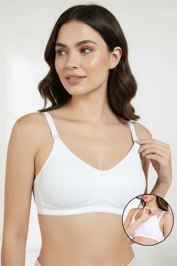 Buy Zivame Maternity Double Layered Non Wired 3/4th Coverage Nursing Bra - White