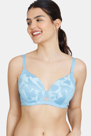Buy Zivame Sunset Mimosa Padded Wired 3/4th Coverage T-Shirt Bra - Alaskan Blue