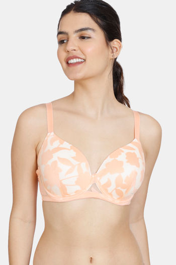Buy Zivame Sunset Mimosa Padded Wired 3/4Th Covarage T-Shirt Bra - Coral Quartz