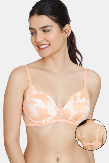 Buy Zivame Sunset Mimosa Padded Non-Wired 3/4Th Covarage T-Shirt Bra  - Coral Quartz