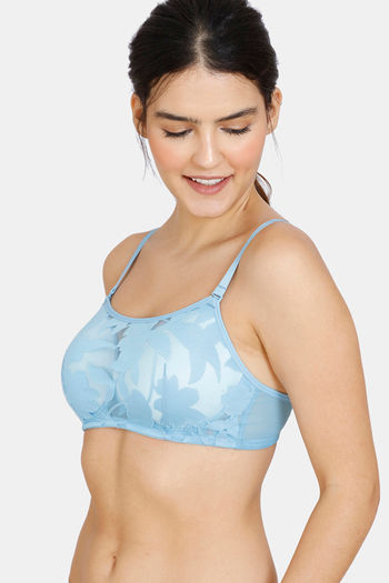 Zivame Sunset Mimosa Padded Non Wired Full Coverage Cami Bra - Alaskan Blue