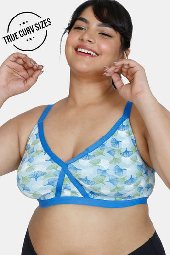 Buy Zivame True Curv Asymmetric Print Double Layered Non Wired Full Coverage Super Support Bra - Crystal Blue