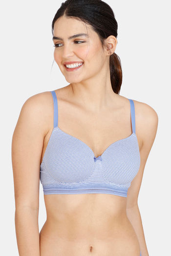 Buy Zivame Sporty Twist Padded Non Wired 3/4th Coverage T-Shirt Bra-Peach  Online