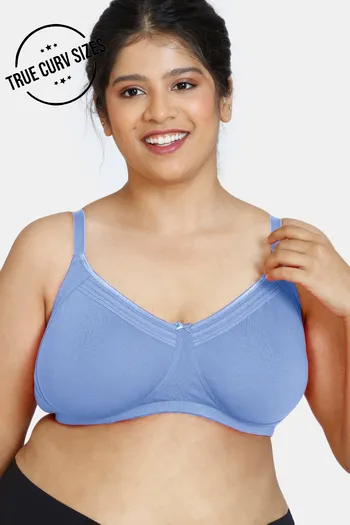 Buy Zivame True Curv Double Layered Non Wired Full Coverage Super Support Bra - Wedgewood