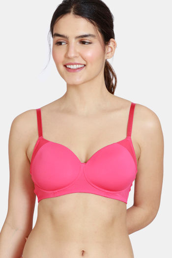 Buy Zivame Firefly Dreams Padded Non-Wired 3/4Th Coverage T-Shirt Bra - Raspberry