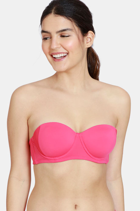 Zivame Firefly Dreams Padded Wired 3/4th Coverage Strapless Bra - Raspberry
